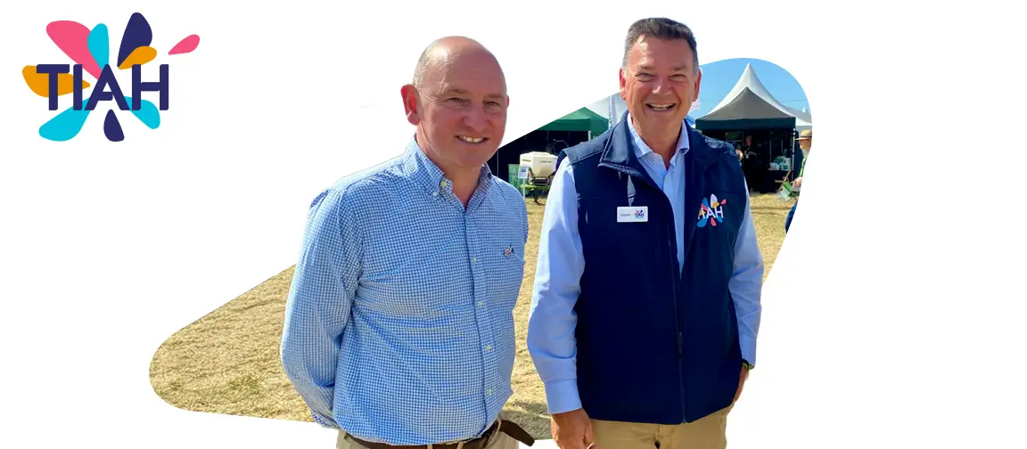 Our new Board Chair Matt Naylor (left) and TIAH CEO Stephen Jacob at Groundswell 2025.